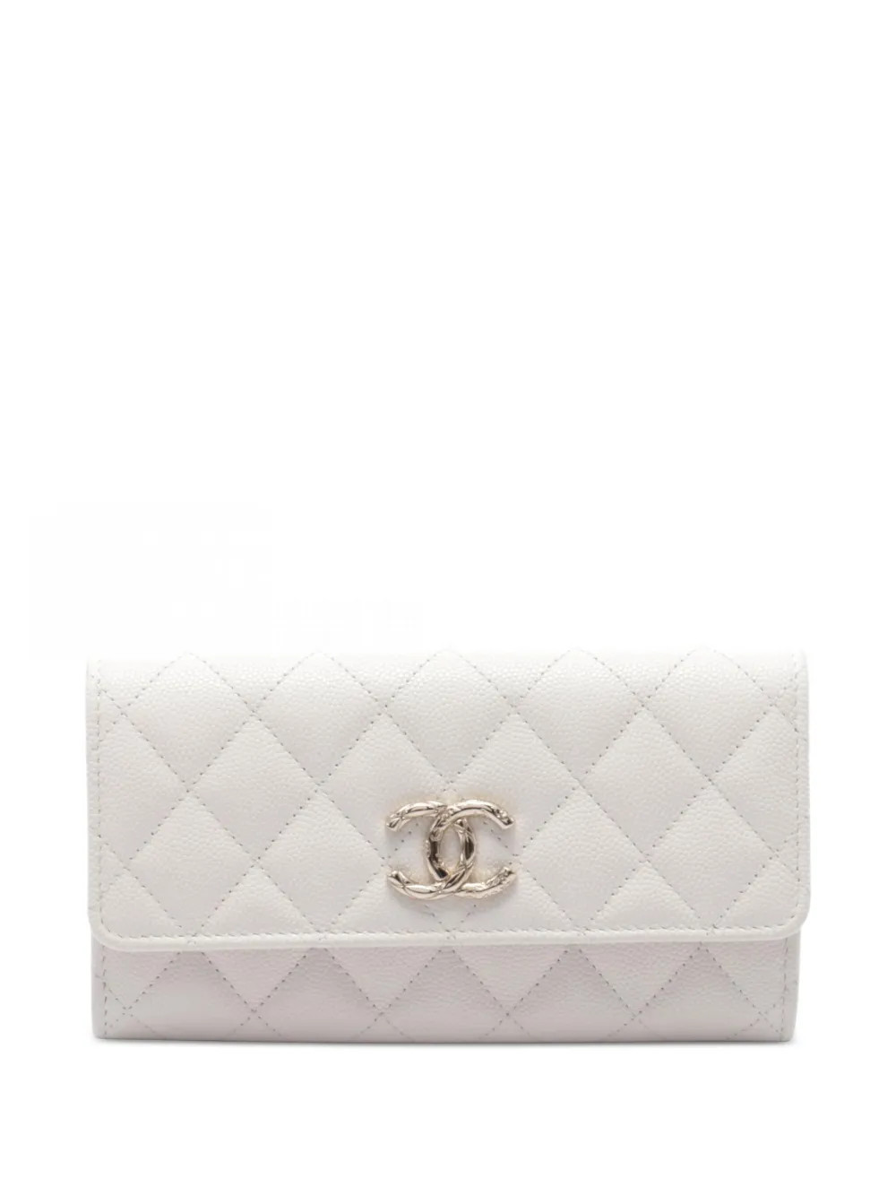 CHANEL Pre-Owned 2021 diamond quilting wallet - White | Farfetch Global