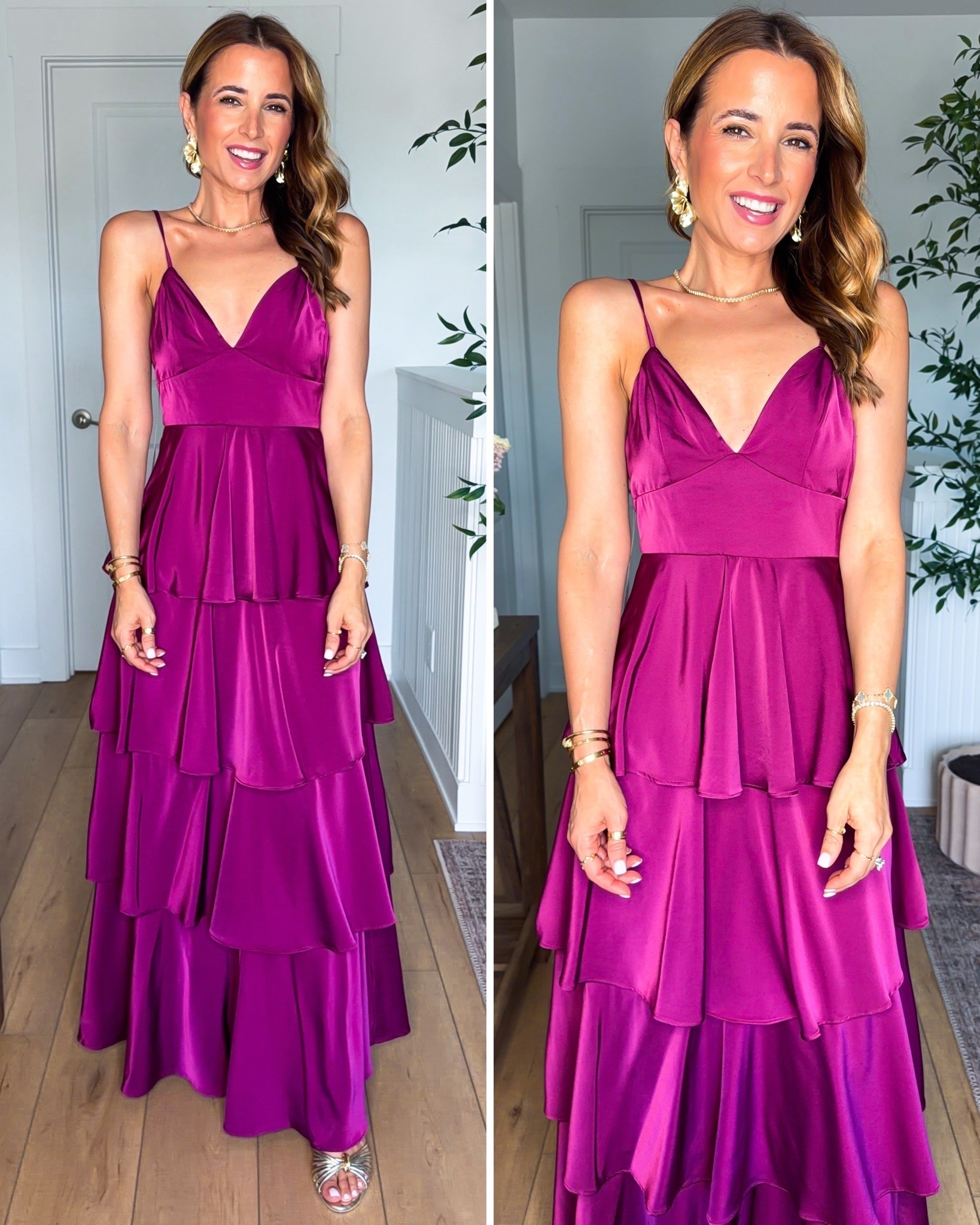 Wedding guest dress. Fall wedding guest. Winter wedding guest. Summer wedding guest. Tiered maxi dress in XXS with adjustable straps. Cocktail dress. Rehearsal dinner dress. Black-tie optional dress. Party dress. Gold heels are TTS.

#LTKWedding #LTKTravel #LTKootd