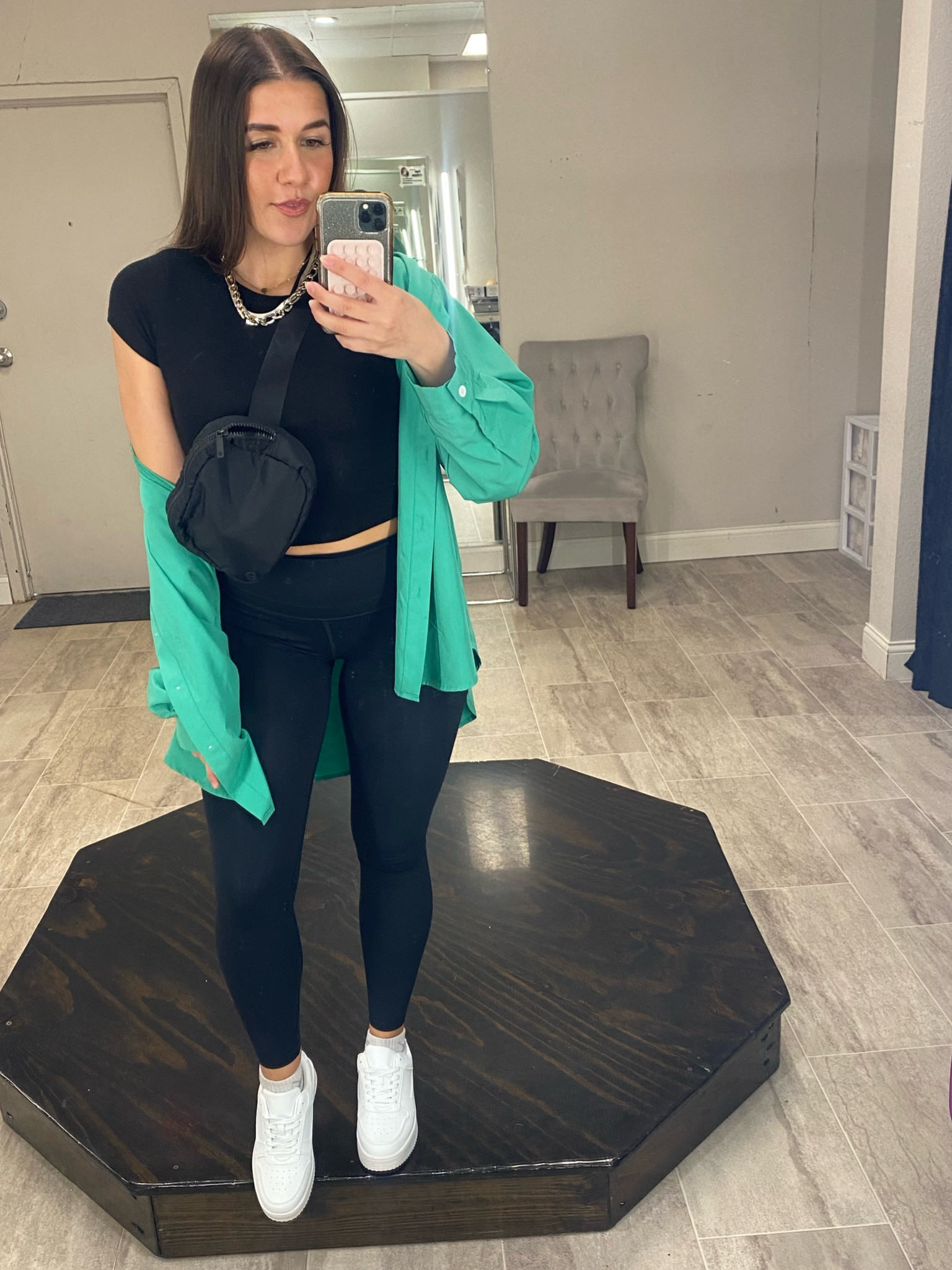 Cute & comfy is my vibe 🖤 💚 

-Leggings: XXS (size 1 down)
-Shoes: 6 (TTS)
-Button down is from a local boutique but I linked a similar one 

#LTKfitness #LTKfindsunder50 #LTKstyletip