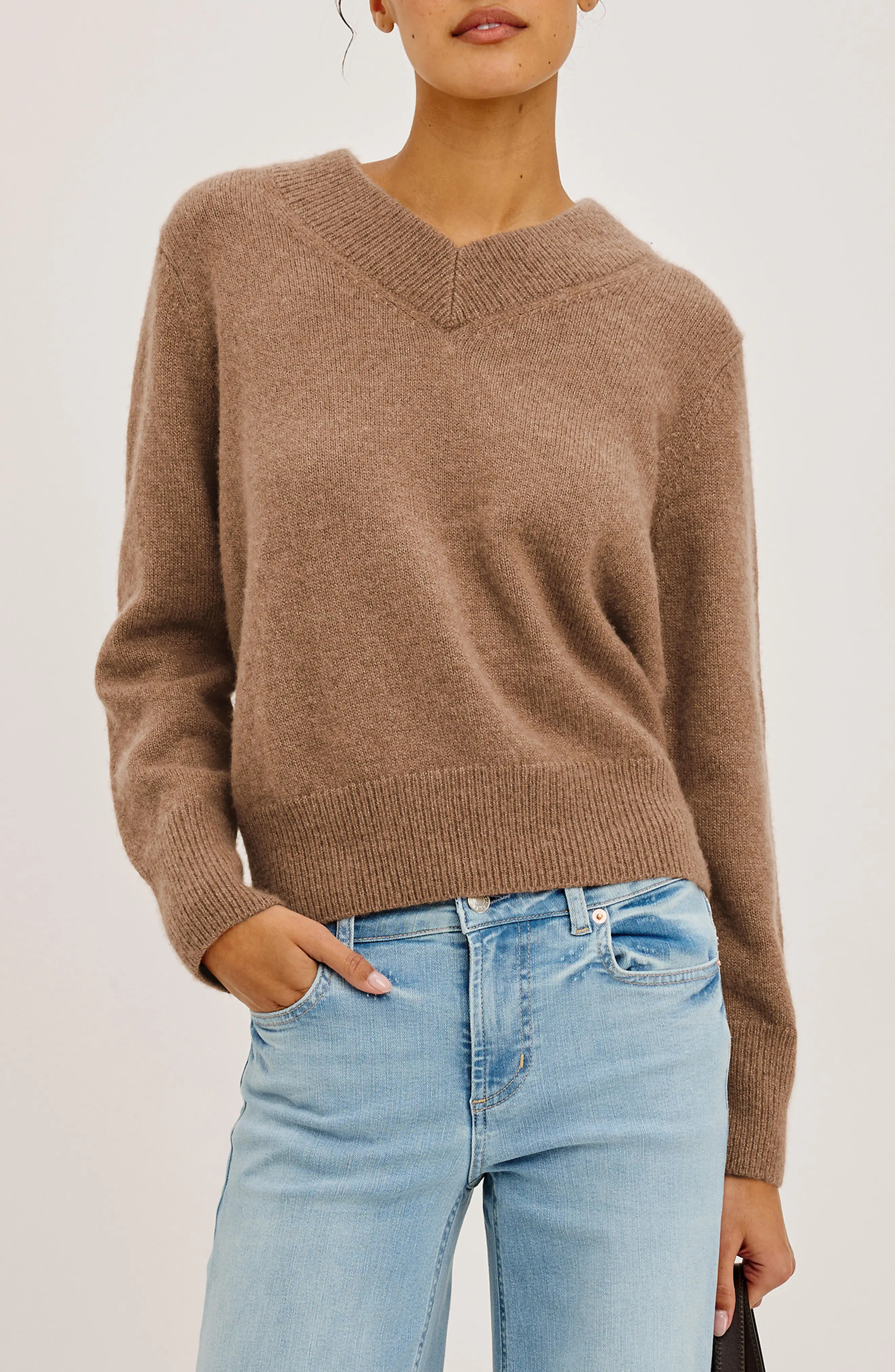 Rails Lidya V-Neck Sweater in Heather Camel at Nordstrom, Size 2X | Nordstrom