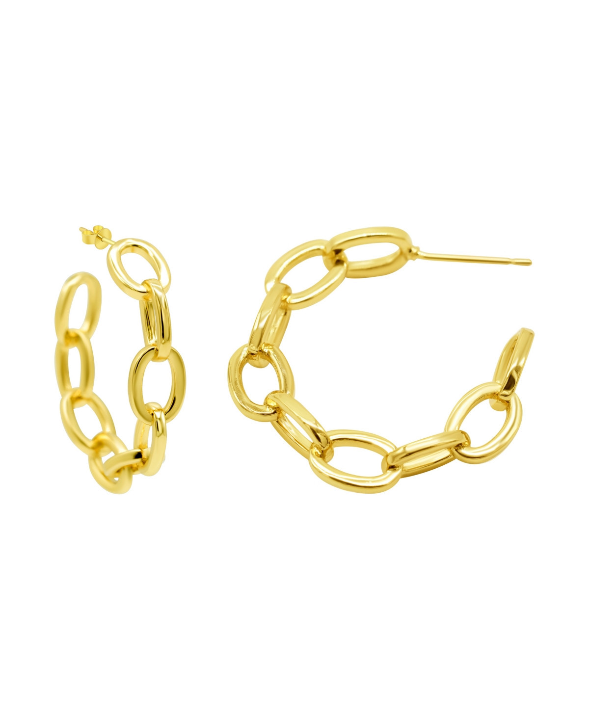 Adornia 14K Gold-Plated Chain Link Hoop Earrings - Gold | Macy's