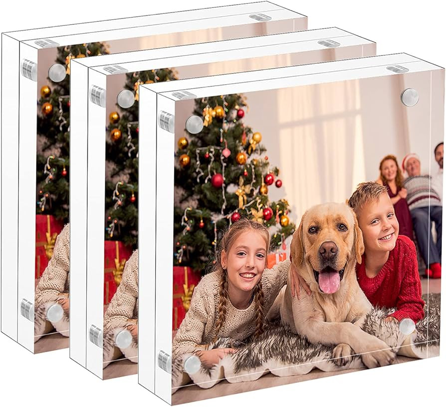 NIUBEE 4x4 Acrylic Frames 3 Pack, Double Sided Clear Picture Print Display Holder | Amazon (US)