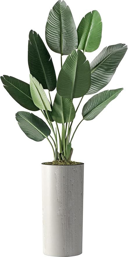 Artificial Tree in Modern Swirl Pattern Planter, Fake Bird of Paradise Silk Tree for Indoor and O... | Amazon (US)