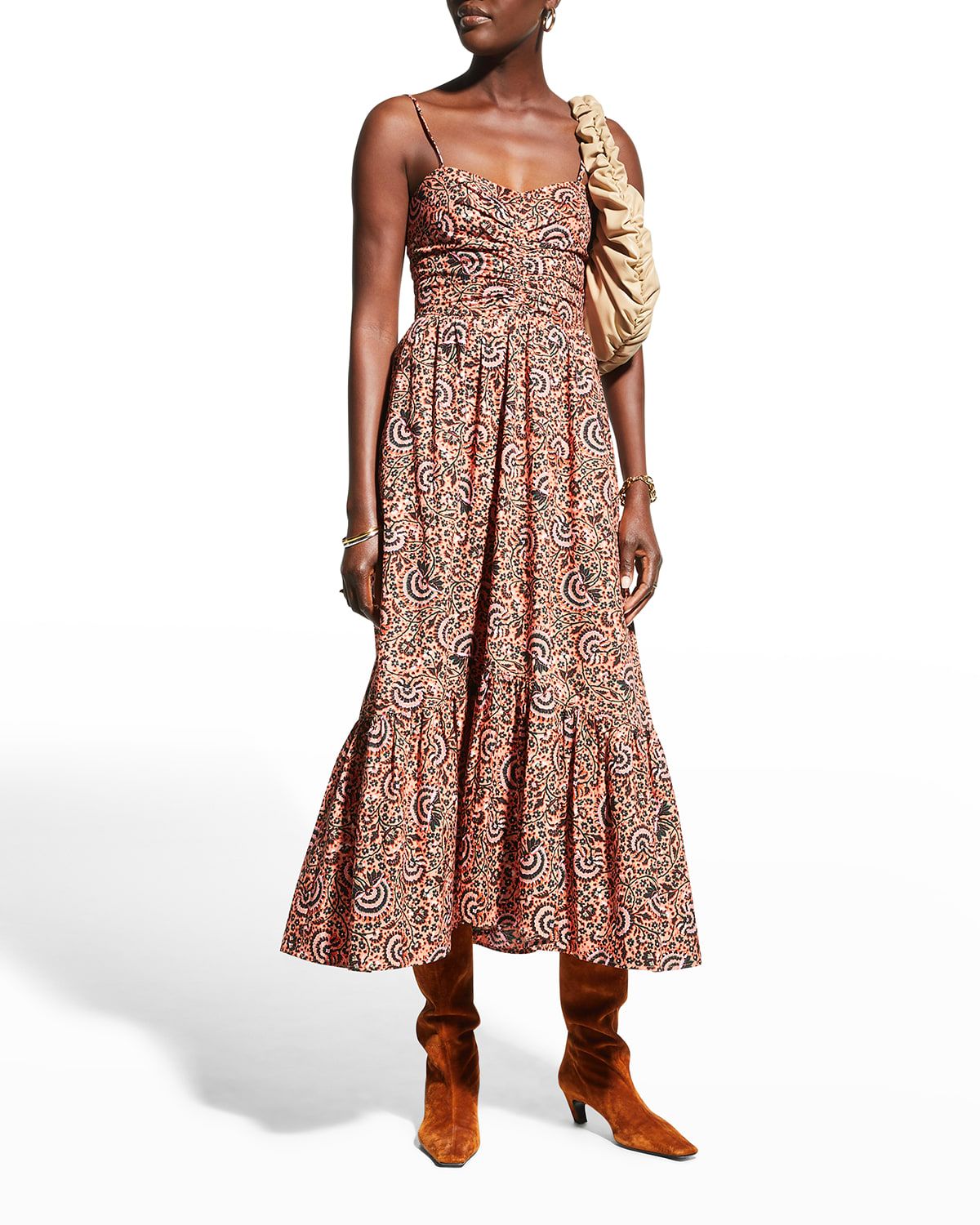Lilah Midi Flounce Dress | Neiman Marcus