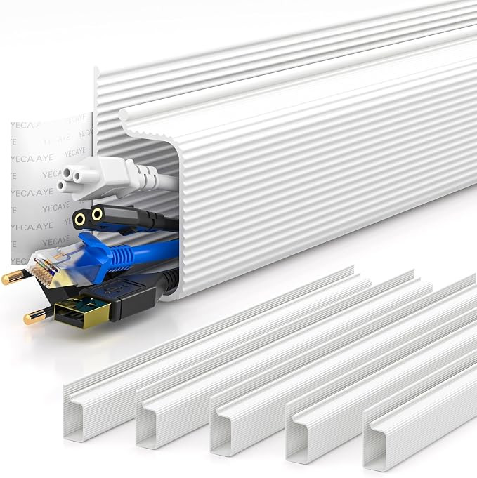 YECAYE 6X15.7 in Under Desk Cable Management,Cable Management Under Desk,Easy Install Self-Adhesi... | Amazon (US)