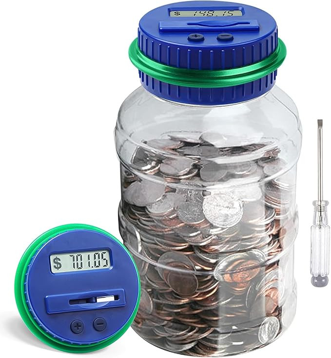Large Piggy Bank for Adults Kids, Vcertcpl Digital Coin Counting Bank with 1.8L Capacity, Great C... | Amazon (US)
