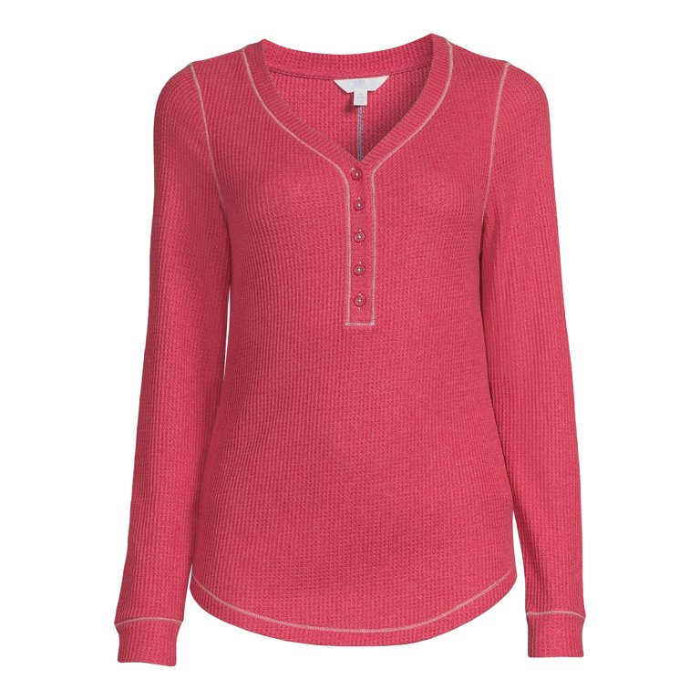 Time and Tru Women's Long Sleeve Henley Top | Walmart (US)