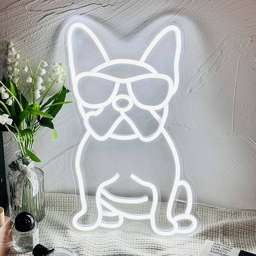 French Bulldog Neon Sign Frenchie Wearing Glasses LED Neon Lights Fench Bulldog Accessories Decor... | Amazon (US)