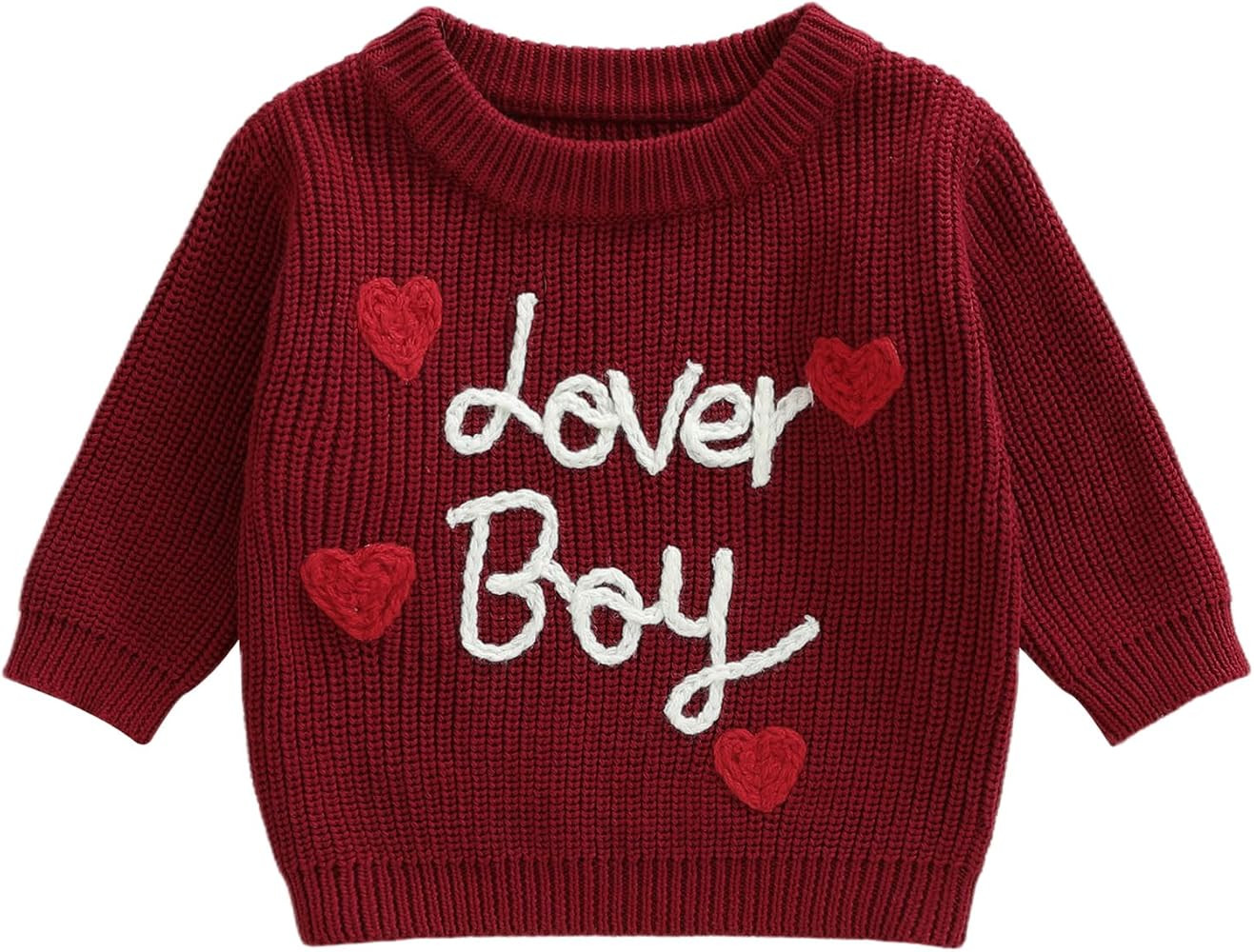 Baby Boy Valenitens Sweater Lover Heart Long Sleeve Knit Sweatshirt Pullover Toddler Infant Newbo... | Amazon (US)