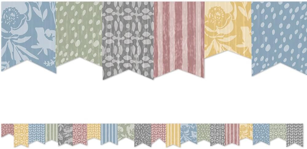 Teacher Created Resources Classroom Cottage Pennants Die-Cut Border Trim (TCR7183) | Amazon (US)