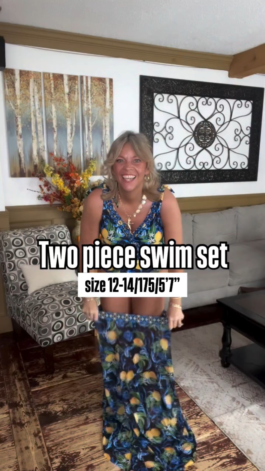 This two piece swimsuit & matching mesh skirt are perfect for resort wear, a cruise, you name it! I’m 175lbs/5’7”/size 12-14 wearing the size 12 and it’s a perfect fit. 

#LTKMidsize #LTKOver40 #LTKSeasonal