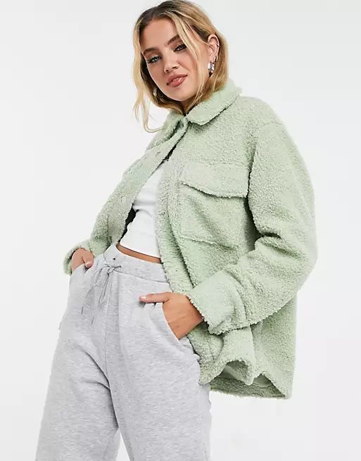 Monki Hazel shacket in light green | ASOS (Global)