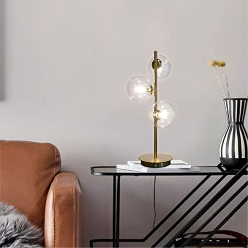 Fulesi Glass Globe Table Lamp Mid Century 3 Lights Desk Lamp Modern Gold Globe Bedside lamp for Bedr | Amazon (US)