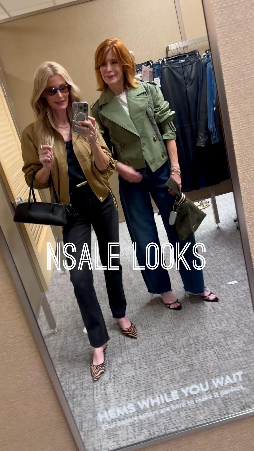 Both of our looks are part of the Nordstrom Anniversary Sale! 🤎 I’m wearing one of my favorite jackets from the sale—this Rails lightweight bomber in the prettiest camel shade, paired with Pistola high-rise faded black straight-leg jeans and a chic skinny belt with a minimal gold buckle. I’m wearing an XS in the jacket and a 24 in the jeans. Cathy is wearing the gorgeous olive green Veronica Beard trench in an XS, along with the beautiful Veronica Beard suede handbag, also part of the sale

#LTKootd #LTKOver40 #LTKSaleAlert