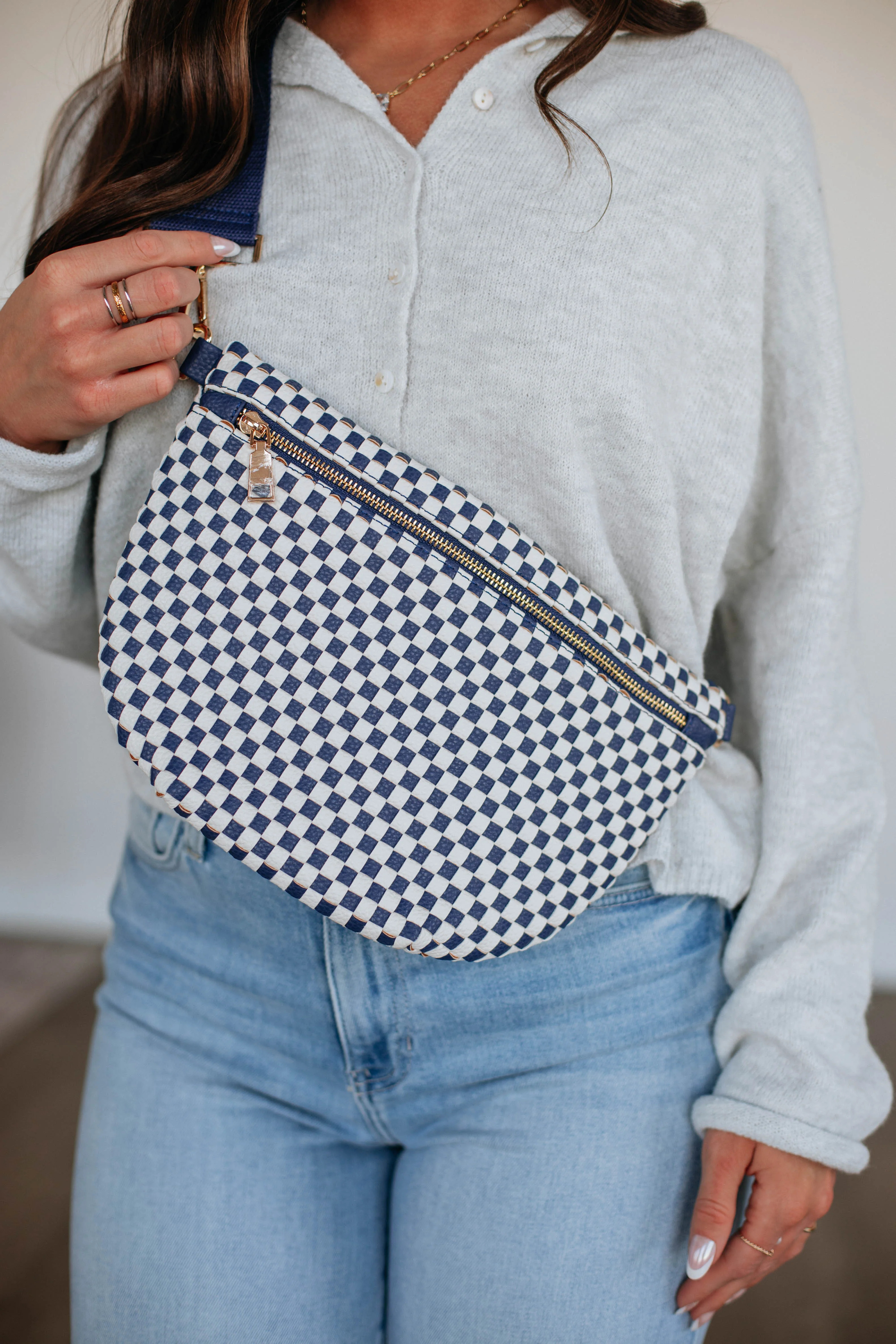 Patsy Checkered Bum Bag - Navy One Size | Wild Oak Boutique