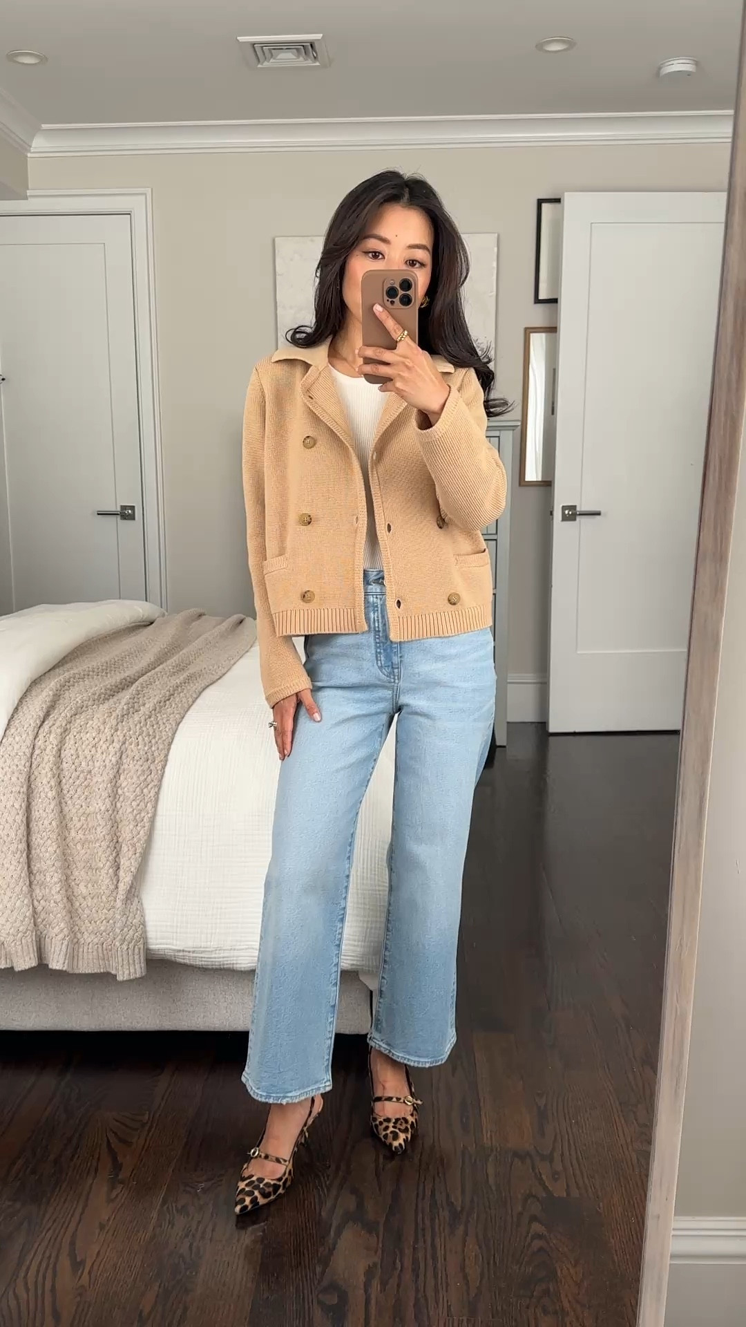 Up to 50% off select sweaters and swim at j.Crew! Linked a few cotton pieces with good reviews and a tummy friendly high rise bikini i love 

• 100% cotton Marielle cropped sweater trench jacket in honey sand xxs , looser relaxed fit with petite friendly shorter length 

• J. Crew slim wide jeans 24P - love this cut but it runs big at the waist 

• jcrew leopard kitten heel sling backs 

Petite friendly spring outfits, work from home, workwear sweaters 

#LTKFindsUnder100 #LTKPetite #LTKWorkwear