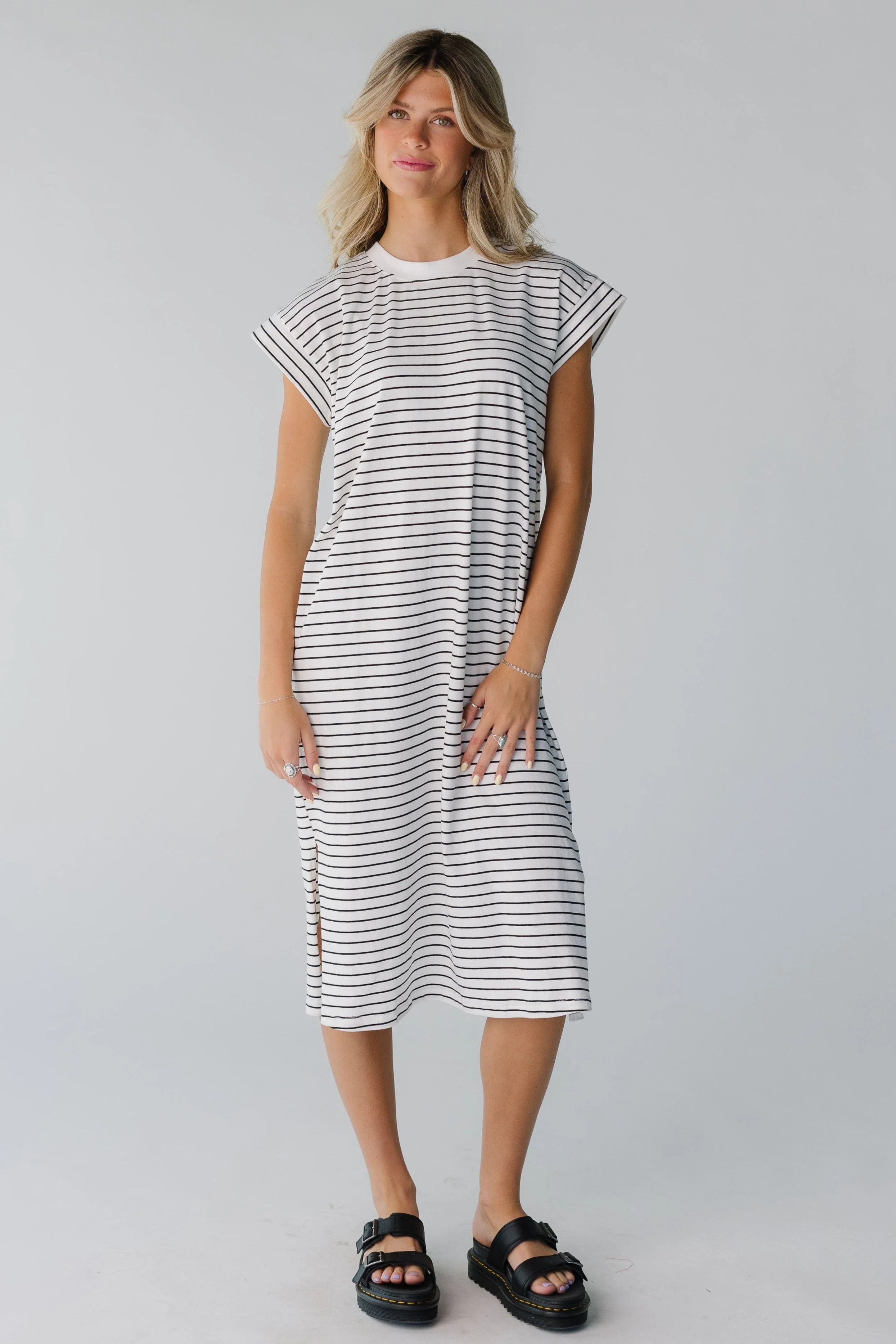 Brass & Roe Stripe Short Sleeve Dress | Called To Surf