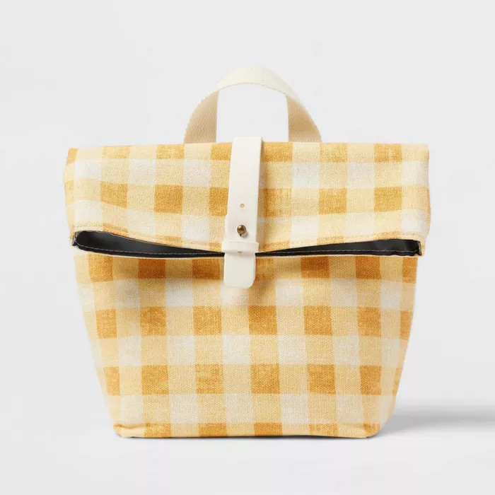 Printed Roll Top Lunch Bag Yellow Gingham - Threshold™ | Target