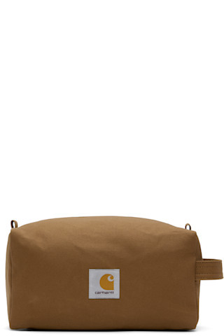 Brown Canvas Washbag Pouch | SSENSE