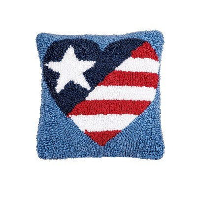 C&F Home 8" x 8" Patriotic Heart U.S.A. Flag Hooked Small/Petite Accent Throw Pillow | Target