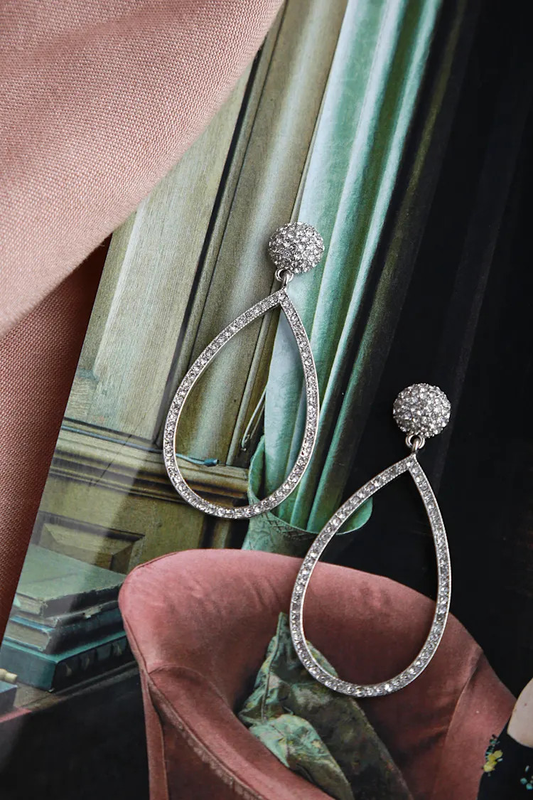 Glow For You Silver Teardrop Rhinestone Earrings | Lulus