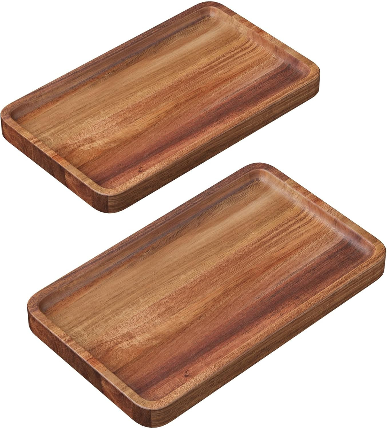VERTORGAN 2 Pack Acacia Wood Serving Tray,9.8x5.9 Inch Trays,Home Decor | Amazon (US)