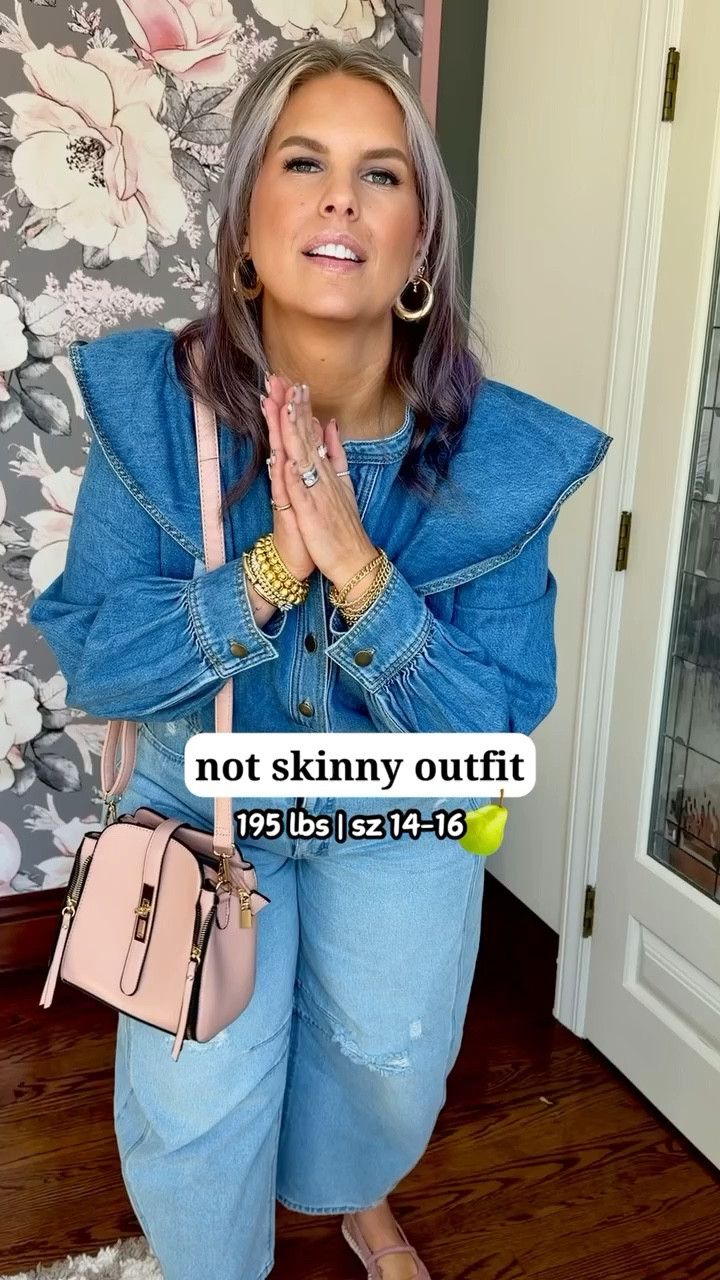 Not skinny outfit! I love an all denim outfit 🩵 Wearing true size 16 in these jeans. 

#LTKOver40 #LTKSaleAlert #LTKootd