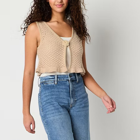 Arizona Womens Sweater Vest Juniors, Small, White | JCPenney