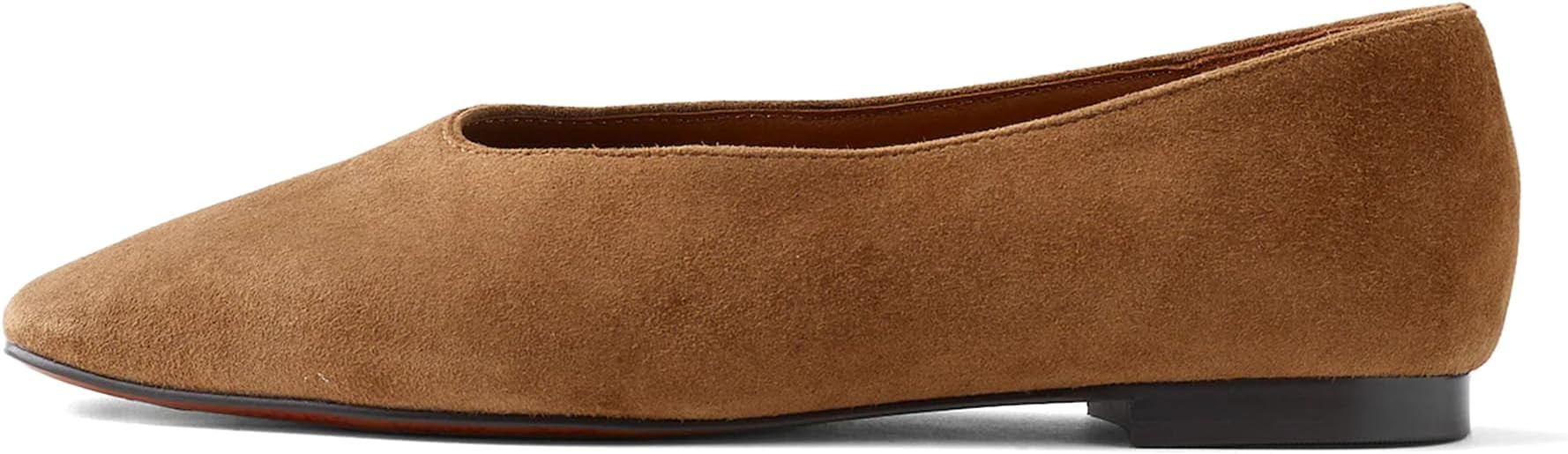 Studded Flats for Women Suqare Toe Slip on Suede Ballet Flats Comfortable Walking Studs Ballet Sh... | Amazon (US)