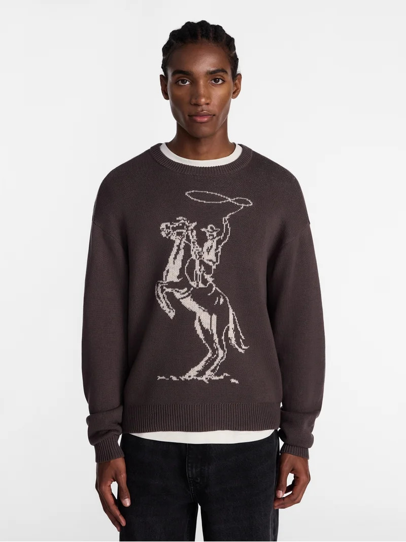 No Boundaries Western Graphic Oversized Fit Sweater, Men's Sizes XS-5XB | Walmart (US)