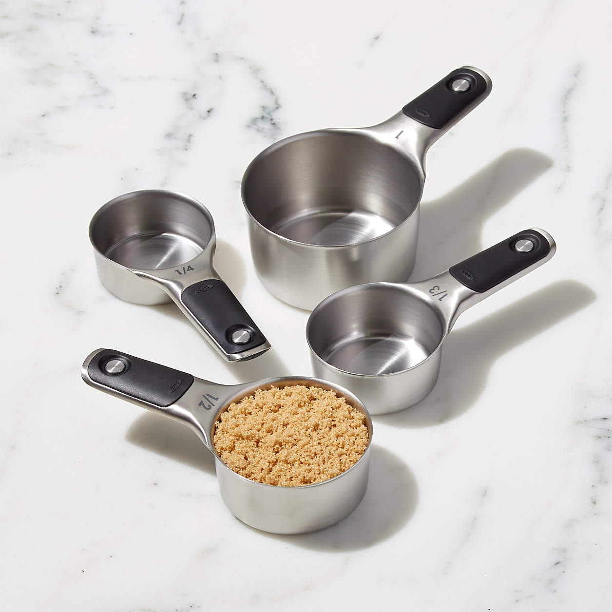 OXO Magnetic Stainless Steel Dry Measuring Cups, Set of 4 + Reviews | Crate & Barrel | Crate & Barrel