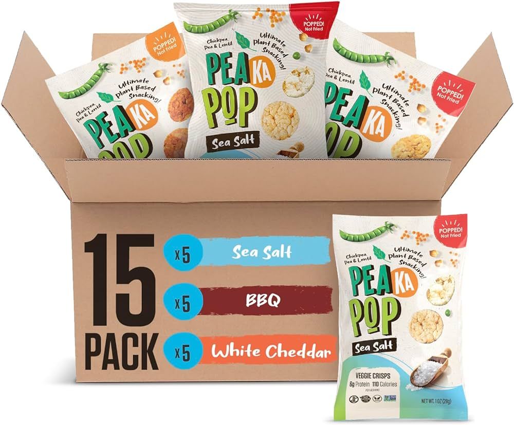 PeaKaPop Veggie Chips – Plant-Based, Healthy Veggie Crisps with Pea, Lentil & Chickpea Protein ... | Amazon (US)