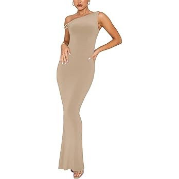 REORIA Women's Summer Sexy One Shoulder Formal Long Dress Wedding Guest Elegant Sleeveless Ribbed... | Amazon (US)