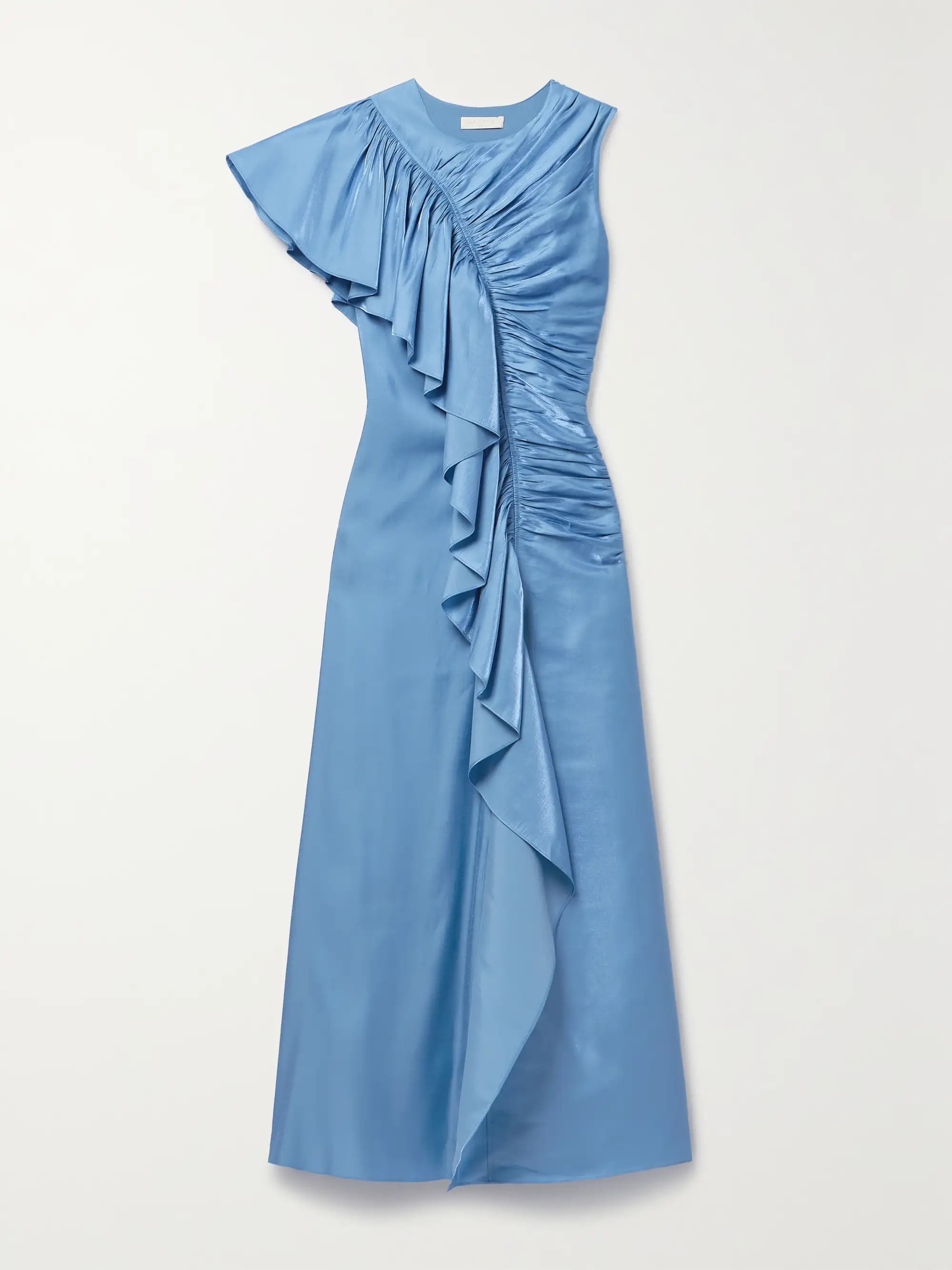 Lali ruched ruffled metallic chiffon gown | NET-A-PORTER (UK & EU)