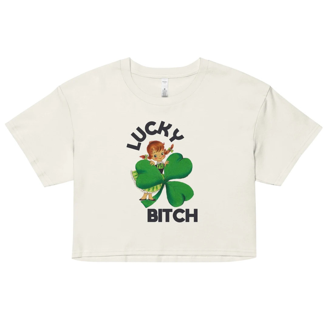 Lucky Bitch St. Patrick's Day Crop Top Retro St. Patrick's Day Graphic Tee, St. Patrick's Day Tee... | Etsy (US)