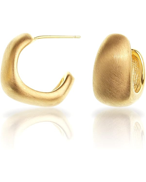 Sonateomber Gold Crystal Hoop Huggie Earrings for Women - Trendy Unique Sparkly Rhinestone CZ Thi... | Amazon (US)
