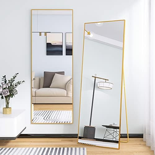 Beauty4U Full Length Mirror Floor Mirror Wall-Mounted Hanging Standing Mirror with Aluminum Alloy Fr | Amazon (US)