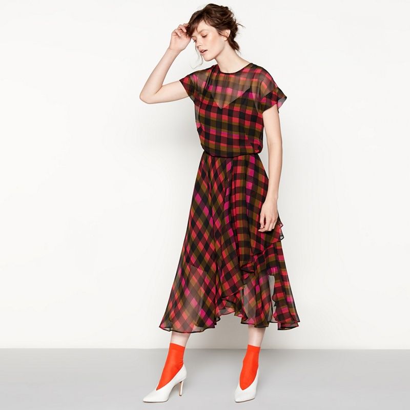 Studio by Preen - Pink Check Print Midi Dress | Debenhams UK