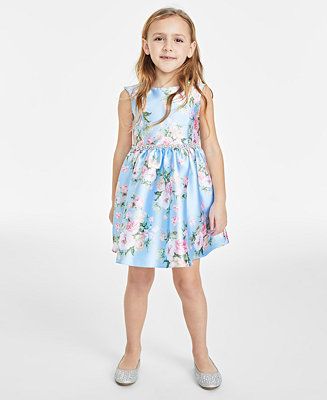 Rare Editions Little & Toddler Girls Printed Mikado Social Dress - Macy's | Macy's