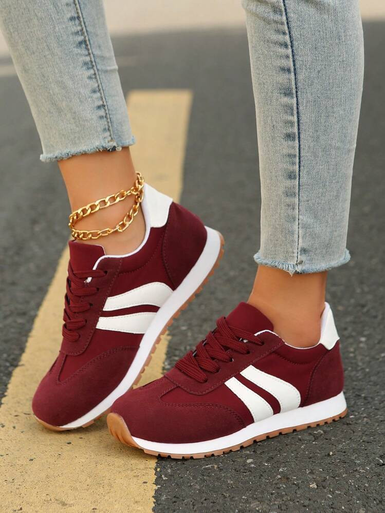 Women's Chunky Sneakers, Colorblock Flatform Fashion Skateboard Shoes, Lightweight & Comfy, Casual Design For Fall & Winter | SHEIN