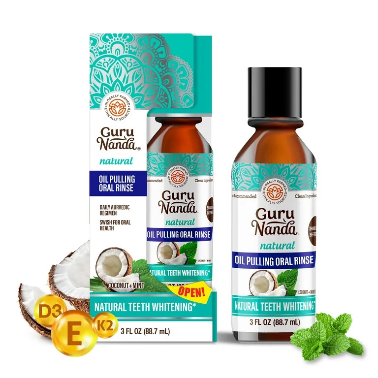 GuruNanda Oil Pulling - Coconut Mint Flavor - Natural Essential Oils & Vitamins D, E, K2 - 3oz | Walmart (US)