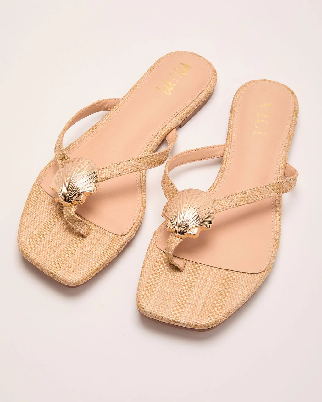 Tide Crush Raffia Seashell Charm Sandals | VICI
