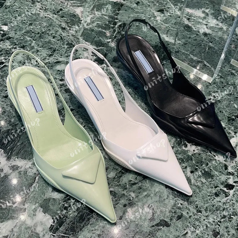 Slingback Women Heels Designer Pumps Black Leather Pointed Dress paty Shoes Toe Sandals Slingback... | DHGate