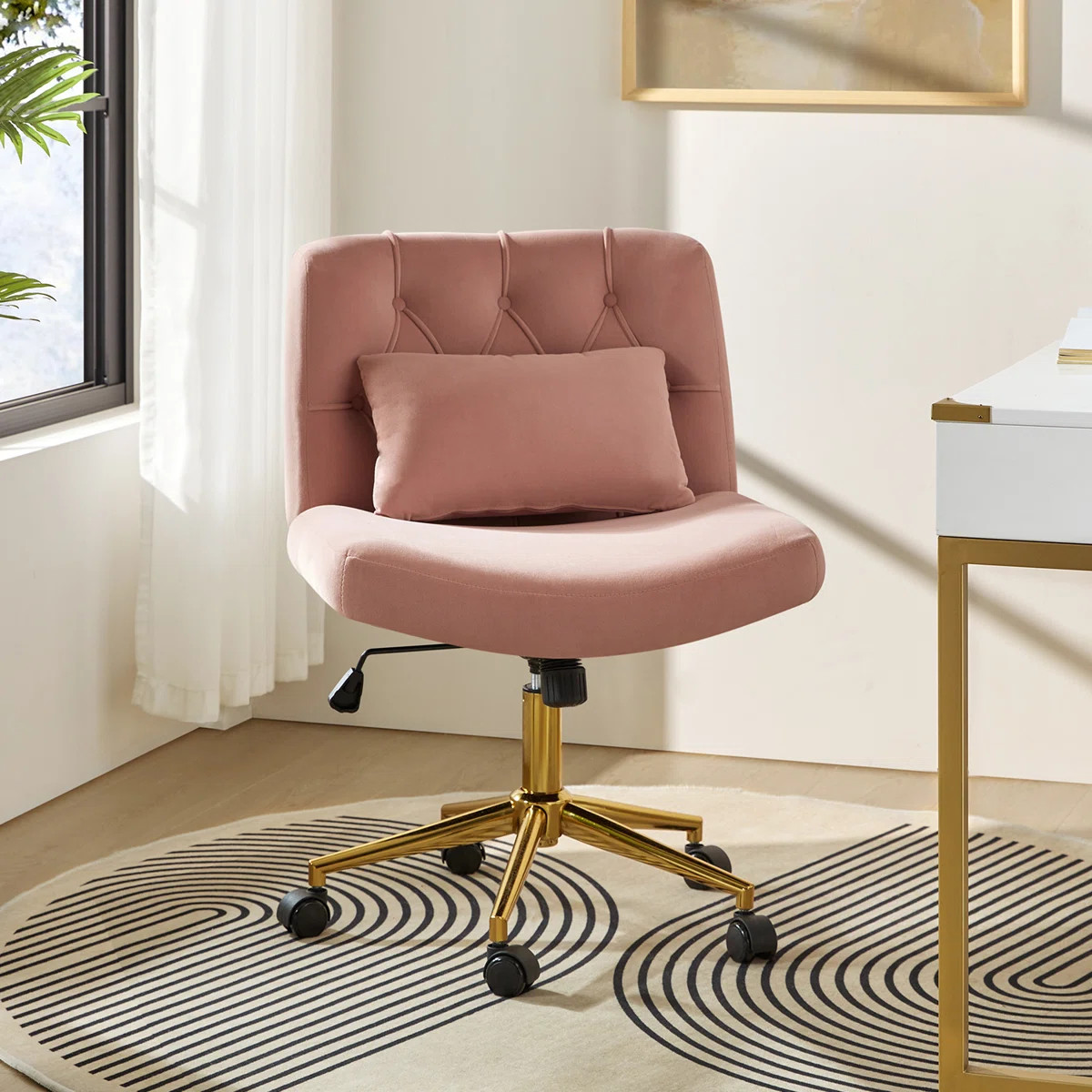 Guitarra Modern Polyester Tilting Criss Cross Office Chair with Pillow | Wayfair North America