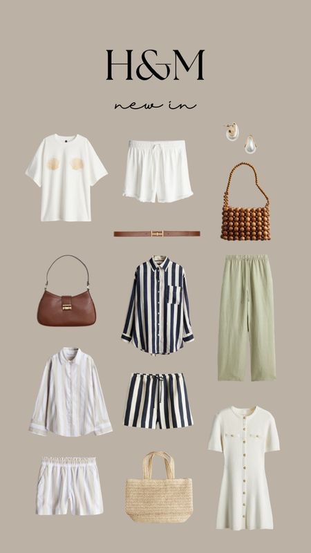 H&M New in, Spring Summer, Summer Outfit Inspiration, Striped Set, Shorts set, Straw Bag, Holiday Outfit, Brown Bag, Pearl Earrings 

#LTKeurope #LTKstyletip #LTKSeasonal