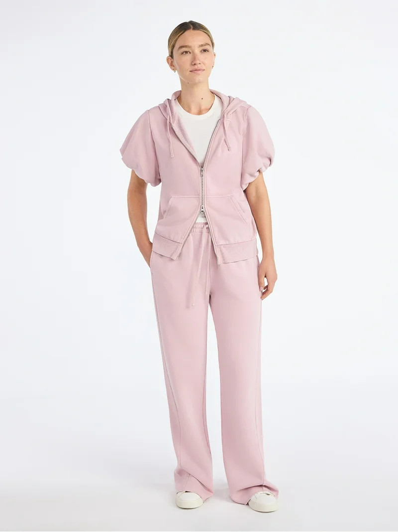 Scoop Women’s Mineral Washed Fleece Flare Leg Sweatpants, Sizes XS-XXL | Walmart (US)