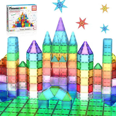 PICASSO-TILES 101PCS Magnetic Tiles for Kids - STEM Building Blocks, Construction Toy, Educational Creative Play Set Toddlers Preschool Boys & Girls | Target