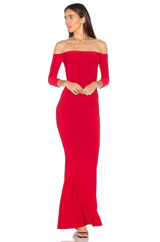 Norma Kamali Off The Shoulder Fishtail Gown in Red from Revolve.com | Revolve Clothing (Global)