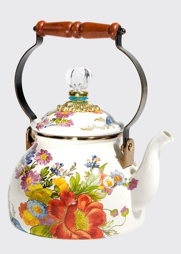 NEW MacKenzie-Childs Flower Market White Two-Quart 2 qt Tea Kettle Teapot $138  | eBay | eBay US