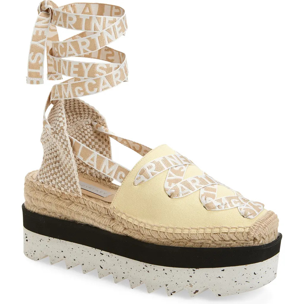 Stella McCartney Gaia Logo Strap Espadrille in Banana at Nordstrom, Size 11Us | Nordstrom